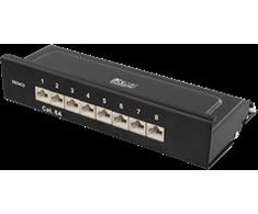 DELTACO Patch Panel, 8xRJ45, Cat6a, Montuojamas ant sienos, 10Gbps, Krone terminalai, Metalas, Juodas / PAN-211