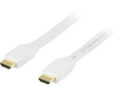 DELTACO plokščias HDMI kabelis 4K, UltraHD, 60Hz, 0.5m 19-pin ha-ha, baltas HDMI-1005H