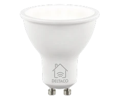 LED lempa DELTACO SMART HOME GU10, WiFI 2.4GHz, 5W, 470lm, 2700K-6500K, 220-240V, balta / SH-LGU10W
