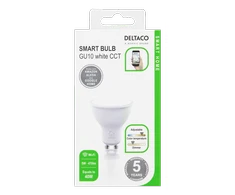 LED lempa DELTACO SMART HOME GU10, WiFI 2.4GHz, 5W, 470lm, 2700K-6500K, 220-240V, balta / SH-LGU10W