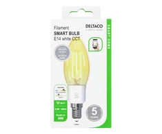 DELTACO SMART HOME LED kaitrinė lempa, E27, WiFI 2.4GHz, 4.5W, 400lm, pritemdoma, 1800K-6500K, 220-240V, SH-LFE14C35
