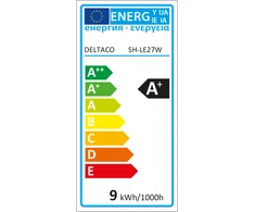 DELTACO SMART HOME LED lemputė, E27, WiFI 2.4GHz, 9W, 810lm, 2700K; 6500K, 220 ;240 V, balta SH-LE27W