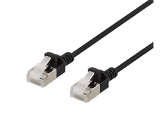 DELTACO U / FTP Cat6a pleistras kabelis, plonas, 3,8mm skersmens, 2m, juodas