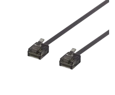 DELTACO U / UTP Cat6a pataisinis kabelis, plokščias, 5m, tik 1mm storio, 500MHz, juodas / UUTP-2067