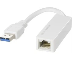 DELTACO USB 3.0 tinklo adapteris, Gigabit, 1xRJ45, 1xUSB3.0 A ha baltas / USB3-GIGA4