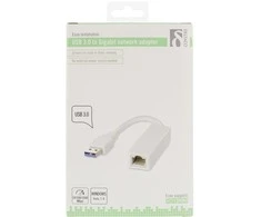 DELTACO USB 3.0 tinklo adapteris, Gigabit, 1xRJ45, 1xUSB3.0 A ha baltas / USB3-GIGA4