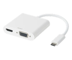 DELTACO USB-C Adapteris, HDMI / VGA / Audio / USB-C, 100W USB-C PD 3.0, baltas/ USBC-HDMI16