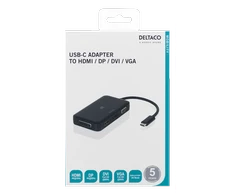 Deltaco USB-C į HDMI adapteris / DP / DVI / VGA, 4K, DP, juodas / USBC-Multi