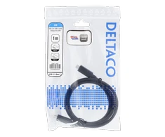 DELTACO USB-C į USB-C laidas, 1m, 10Gbps, 100W 5A, USB 3.1 Gen Juodas USBC-1402