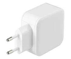 DELTACO USB sieninis įkroviklis, 2x USB-A 2,4 A, iš viso 24 W, baltas USB-AC175