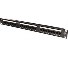Deltacoimp DELTACO 19 "komutacinė panelė, 24xRJ45, Cat6a, UTP, 1U, 10Gbps, metalinė, juoda / PAN-124