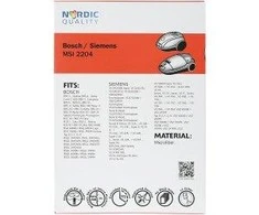 Nordic Home Culture Dulkių maišeliai Nordic Quality MSI2204 Bosch 5vnt+2 filtrai / 358502