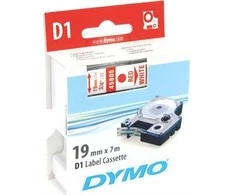 DYMO D1 ženklinimo juosta standartinė 19mm, raudona ant balto, 7 m voleliu (45805) DYMO / S0720850