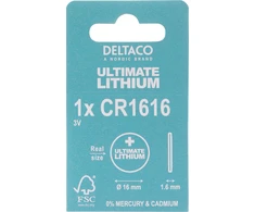 Elementas DELTACO Ultimate Lithium 3V, CR1616, 1 vnt. pakuotė / ULT-CR1616-1P