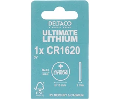 Elementas DELTACO Ultimate Lithium 3V, CR1620, 1 vnt. pakuotė / ULT-CR1620-1P