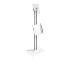 Laikiklis Grindų stovas DELTACO OFFICE su lankstinukų laikikliu, skirtas iPad 9, apsauga nuo arbasčių, pakeliamas, pasukamas, baltas / ARM-0512