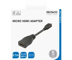 HDMI - micro HDMI adapteris DELTACO 4K UHD 30Hz, 0.1m, juodas / HDMI-24B-K / 00100026