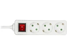 MicroConnect Ilgiklis DELTACO 3 lizdų, 5.0m, su jungikliu, baltas / GT-116D