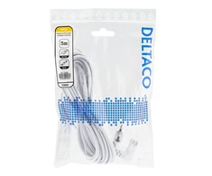 Išvesties kabelis DELTACO skirtas prijungti prie įrenginio ir sieninio lizdo, 5 m, kampinis CEE 7/16 į kampinį IEC 60320 C7, maks. 250 V 2,5 A, baltas / DEL-109BV