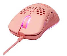 Klaviatūra Itin lengva žaidimų pelė DELTACO GAMING PM75 6400 DPI, RGB, guma padengtos šoninės rankenos, rožinė / GAM-108-P
