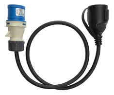 Įžemintas adapterio laidas DELTACO IP44, 230 V 16 A, 1 m, juodas / DEL-124