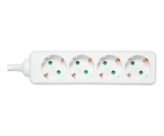 Įžemintas ilgiklis DELTACO 4x CEE 7/3, 1x CEE 7/7, apsauga nuo vaikų, 1.5m, baltas / GT-0400