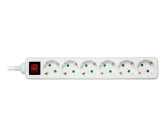 Įžemintas ilgiklis DELTACO su maitinimo jungikliu, 6x CEE 7/3, 1x CEE 7/7, apsaugota nuo vaikų, 5m, baltas / GT-0652