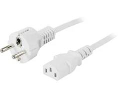 Įžemintas įtaiso kabelis DELTACO CEE 7/7 to IEC 60320 C13, max 250V / 10A, 2m, baltas / DEL-109MV