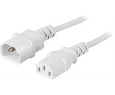 Įžemintas prietaisas / pratęsimo kabelis jungčiai tarp įrenginio ir tinklo / kabelių, tiesus IEC 60320 C14 tiesiai IEC 60320 C13, maksimalus 250V / 10A, 0,5 m DELTACO baltas / DEL-112V-50