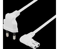 Kabelis DELTACO, 0.5m, CEE 7/16, IEC 60320 C7, Max 250V 2.5A, baltas/ DEL-109BR