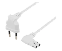 Kabelis DELTACO, 0.5m, CEE 7/16, IEC 60320 C7, Max 250V 2.5A, baltas/ DEL-109BR