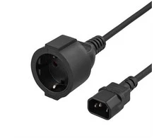 Cable straight IEC 60320 C14 to straight CEE 7/4 DELTACO, 1m, juodas / DEL-109P-100