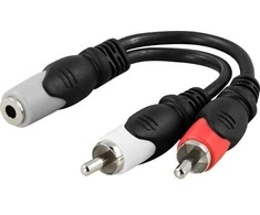 Kabelis DELTACO 3.5mm F-2xRCA M, 0.1m / AA-6A