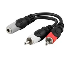 Kabelis DELTACO 3.5mm F-2xRCA M, 0.1m / AA-6A