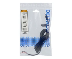 Kabelis DELTACO 5.5x2.1mm DC to open ended wire, 2m, 20AWG, juodas / DEL-109UB