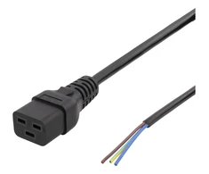 Kabelis DELTACO C19 į atvirą maitinimo laidą, 2m, IEC C19, 10A, juodas / DEL-109UA