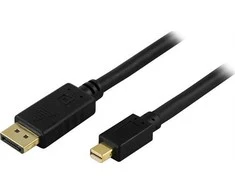 Kabelis DELTACO DisplayPort - mini DisplayPort, Ultra HD 30Hz, 10,8 Gb/s, juodas, 1,0m / DP-1111