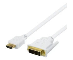 Kabelis DELTACO HDMI - DVI, 2m, „Full HD“, baltas / HDMI-112AD