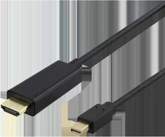 Kabelis DELTACO miniDisplayPort į HDMI, 4K UHD, 2m, juodas / DP-HDMI204-K / R00110020
