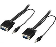 Kabelis DELTACO RGB HD 15ha-ha, 3.5mm audio, 20m, juodas / RGB-7G