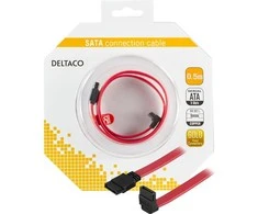 Kabelis DELTACO SATA, 0.5m, raudonas kampinis / SATA-05A-K