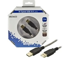 Kabelis DELTACO USB 2.0 "A-A", 2.0m, baltas-juodas / USB2-8-K