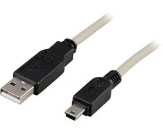 Kabelis DELTACO USB 2.0 "A-mini B", 1.0m, baltas-juodas / USB-24