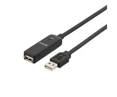 Kabelis DELTACO USB 2.0 ilgintuvas, 15.0m, aktyvus, juodas / USB2-EX15M