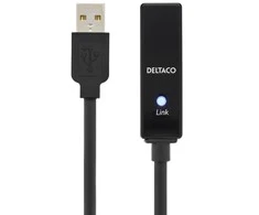 Kabelis DELTACO USB 2.0 ilgintuvas, 15.0m, aktyvus, juodas / USB2-EX15M