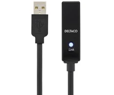 Kabelis DELTACO USB 2.0 ilgintuvas, 5.0m, aktyvus, juodas / USB2-EX5M
