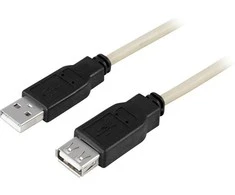 MicroConnect Kabelis DELTACO USB 2.0 ilgintuvas, 5.0m, baltas-juodas / USB2-14