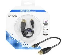 Goobay Kabelis DELTACO USB 2.0 "micro B-AF" OTG, 0.2m, juodas / USB-73-K