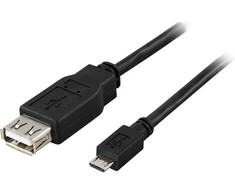 Kabelis DELTACO USB 2.0 "micro B-AF" OTG, 0.2m, juodas / USB-73
