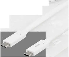 Kabelis DELTACO USB-C į USB-C, 1m, USB 3.1 Gen, E-Marker, 3A, baltas / USBC-1059M